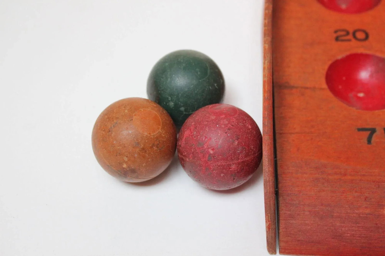 Vintage Folk Art/Primitive Skee Ball Game With Three Balls - 12