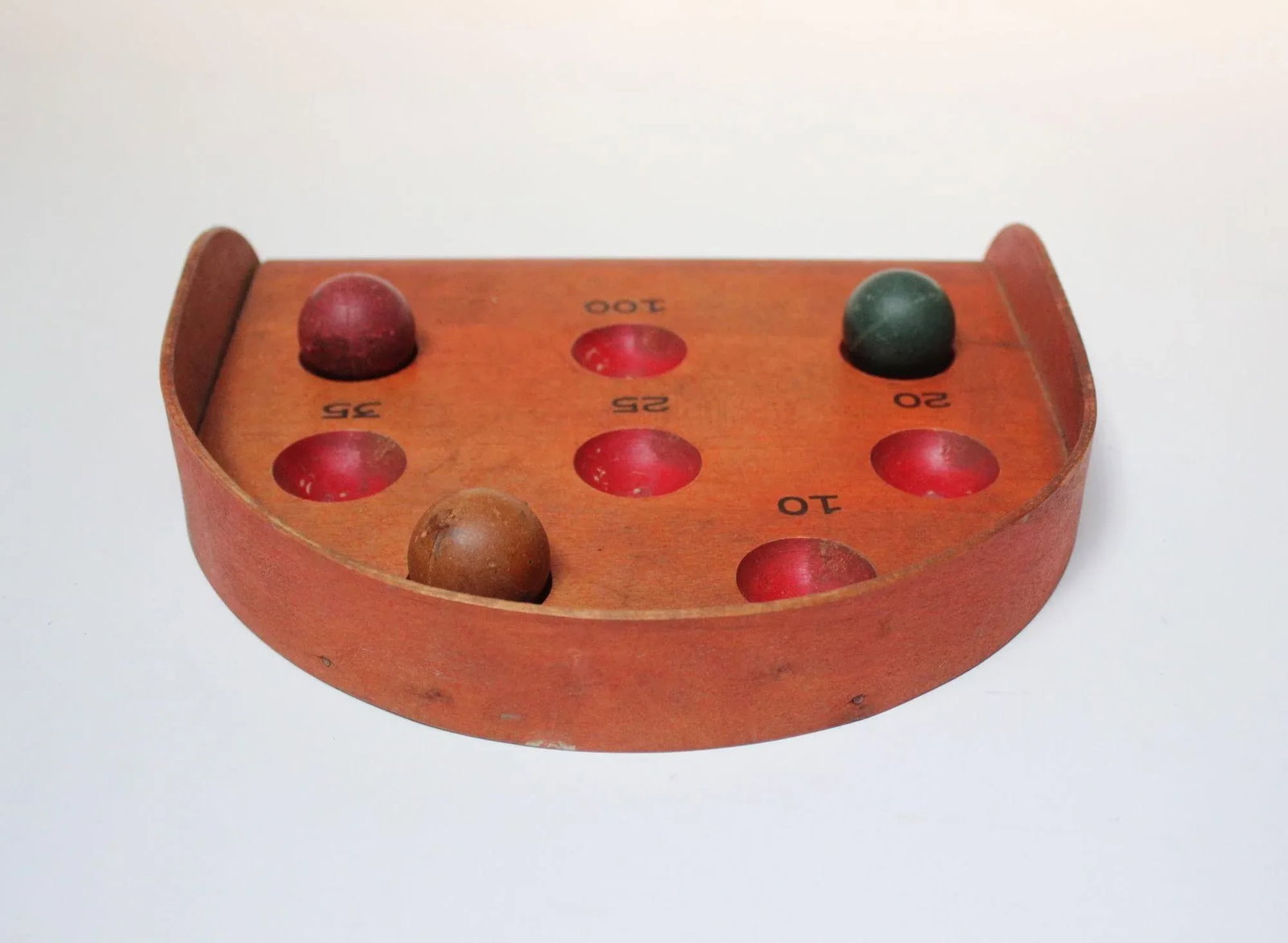 Vintage Folk Art/Primitive Skee Ball Game With Three Balls - 2