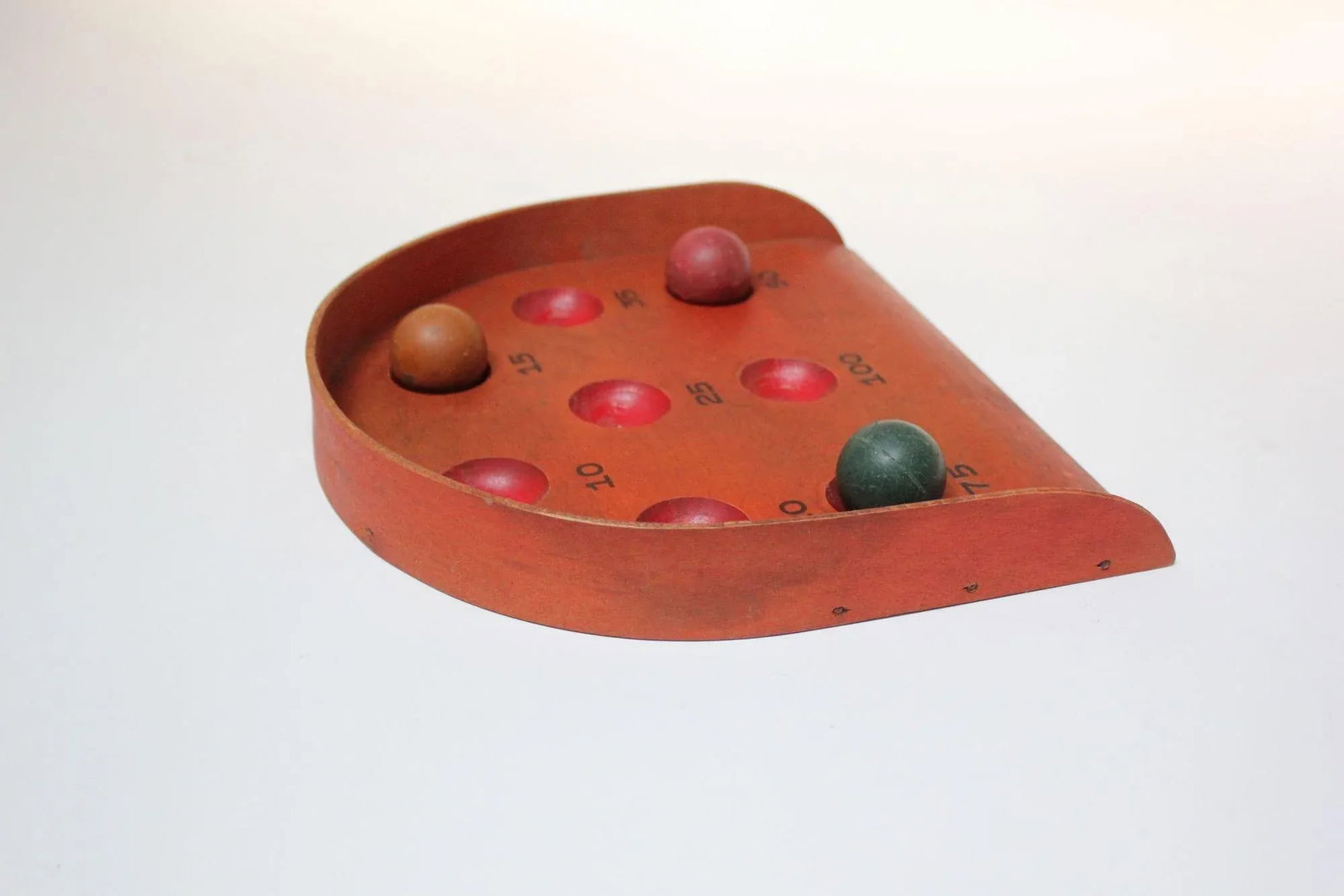 Vintage Folk Art/Primitive Skee Ball Game With Three Balls - 3