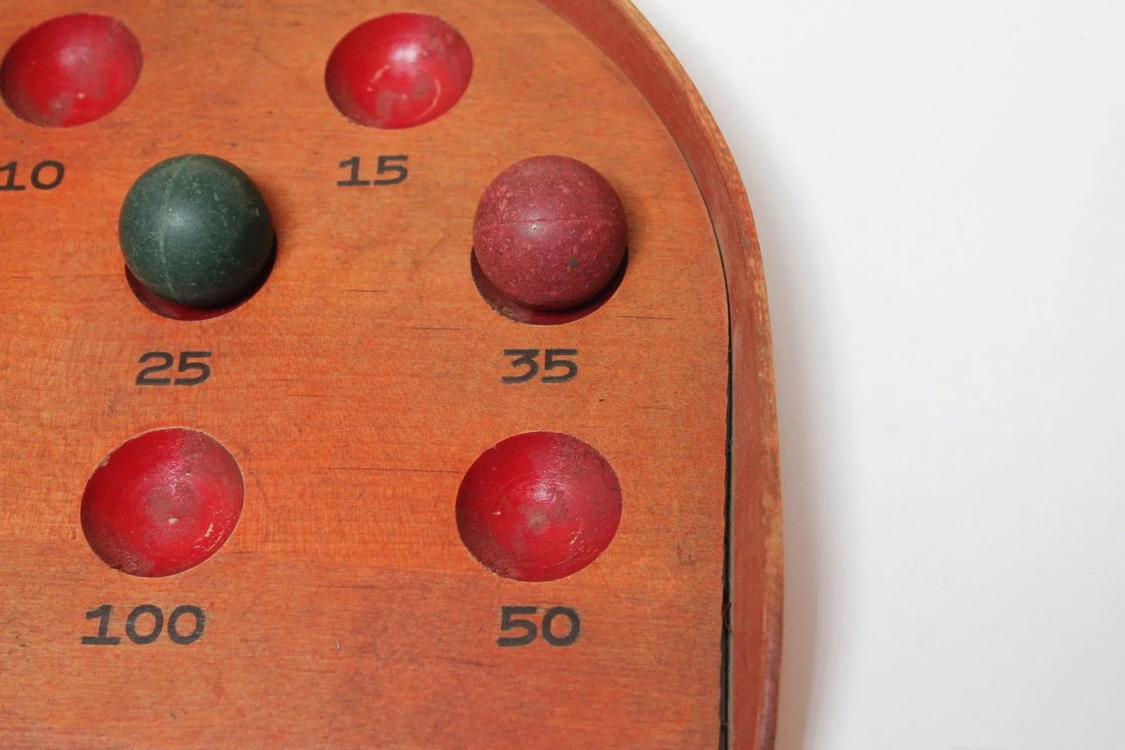 Vintage Folk Art/Primitive Skee Ball Game With Three Balls - 9