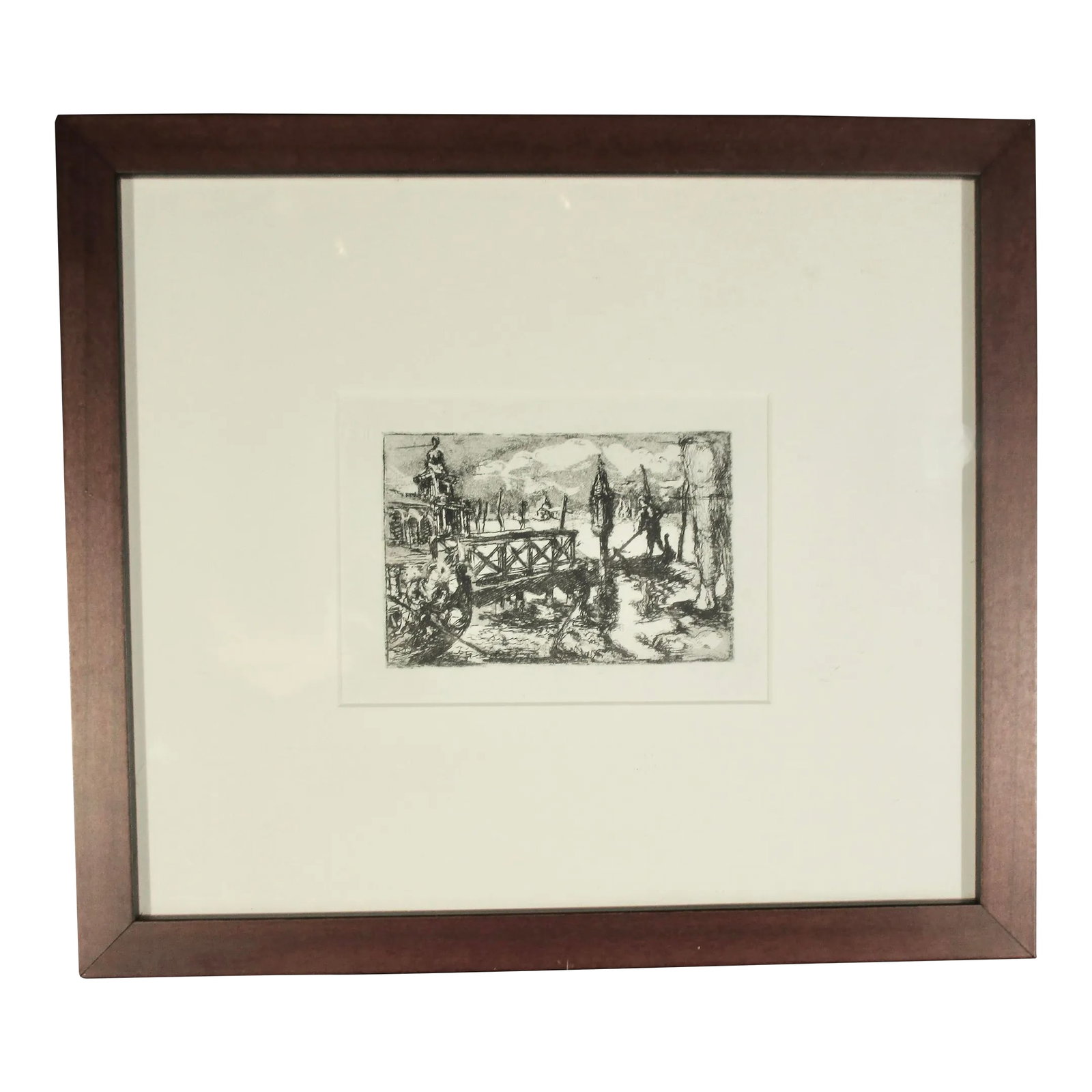 Etching of Venice Huber Mid-Century (1 of 4)