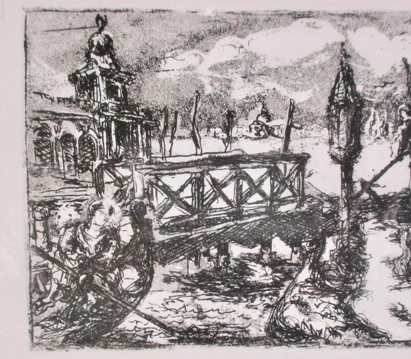 Etching of Venice Huber Mid-Century - 2