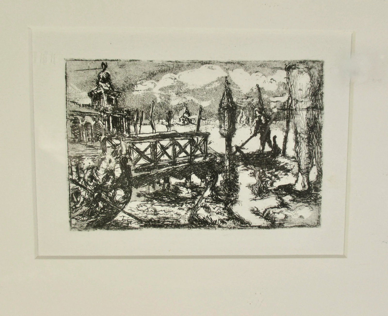 Etching of Venice Huber Mid-Century - 3