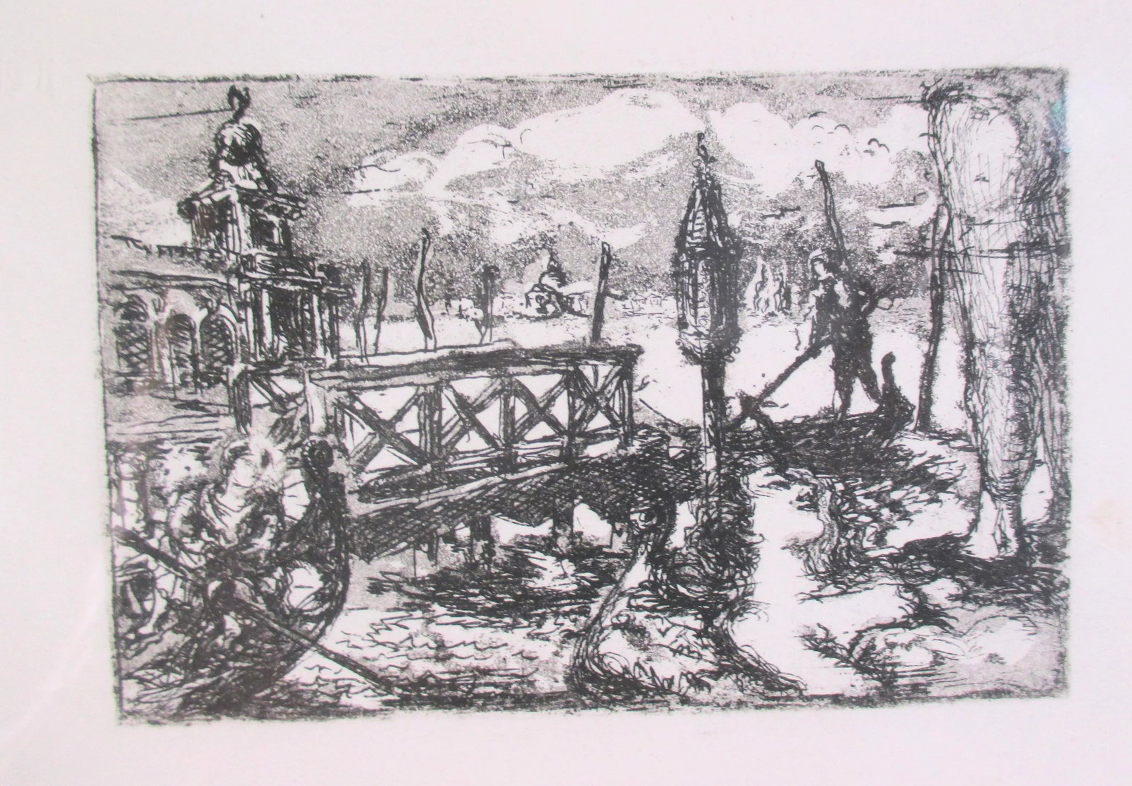 Etching of Venice Huber Mid-Century - 4