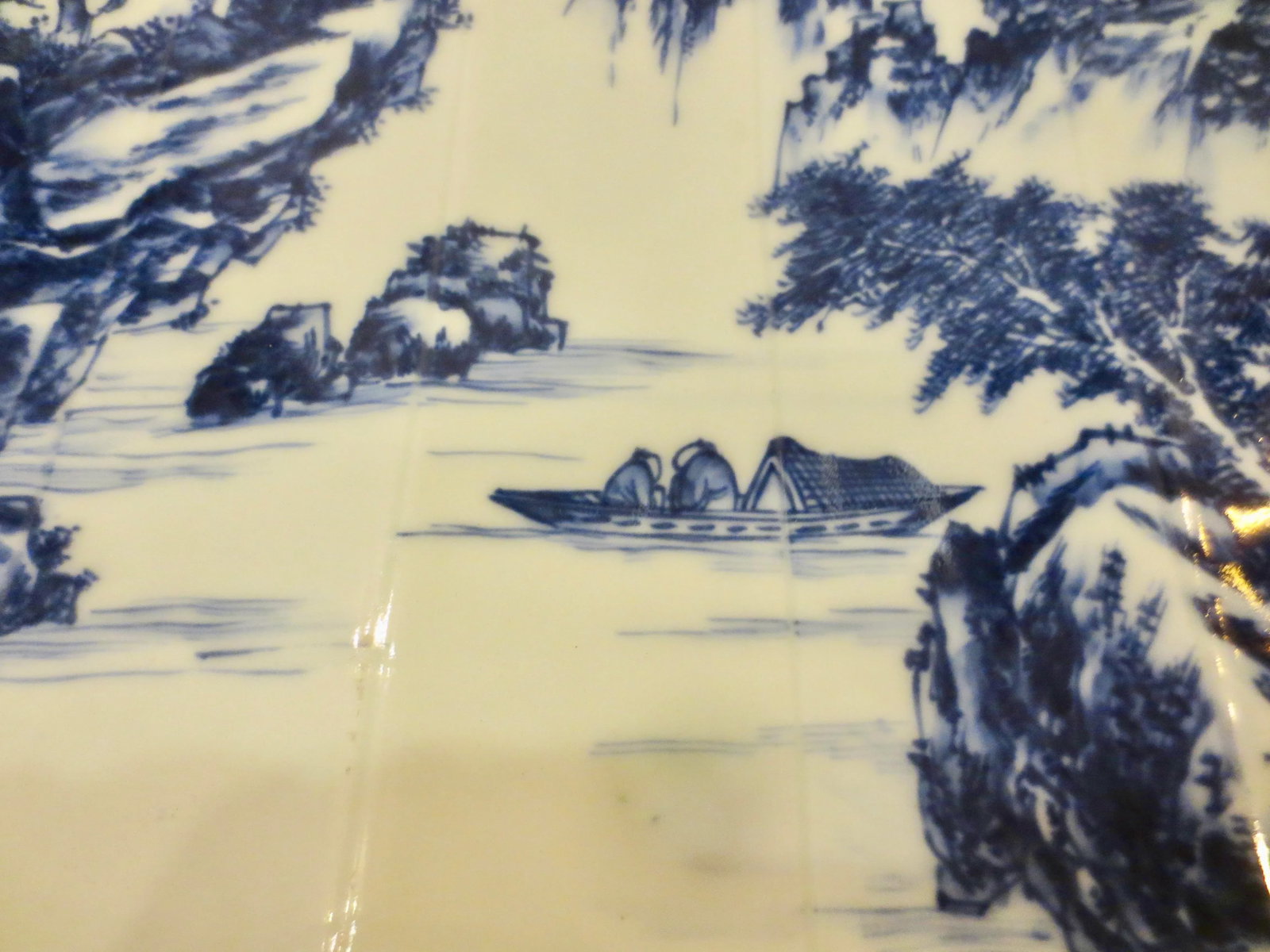 Chinese Blue and White Porcelain Serving Tray Vintage 80s - 2