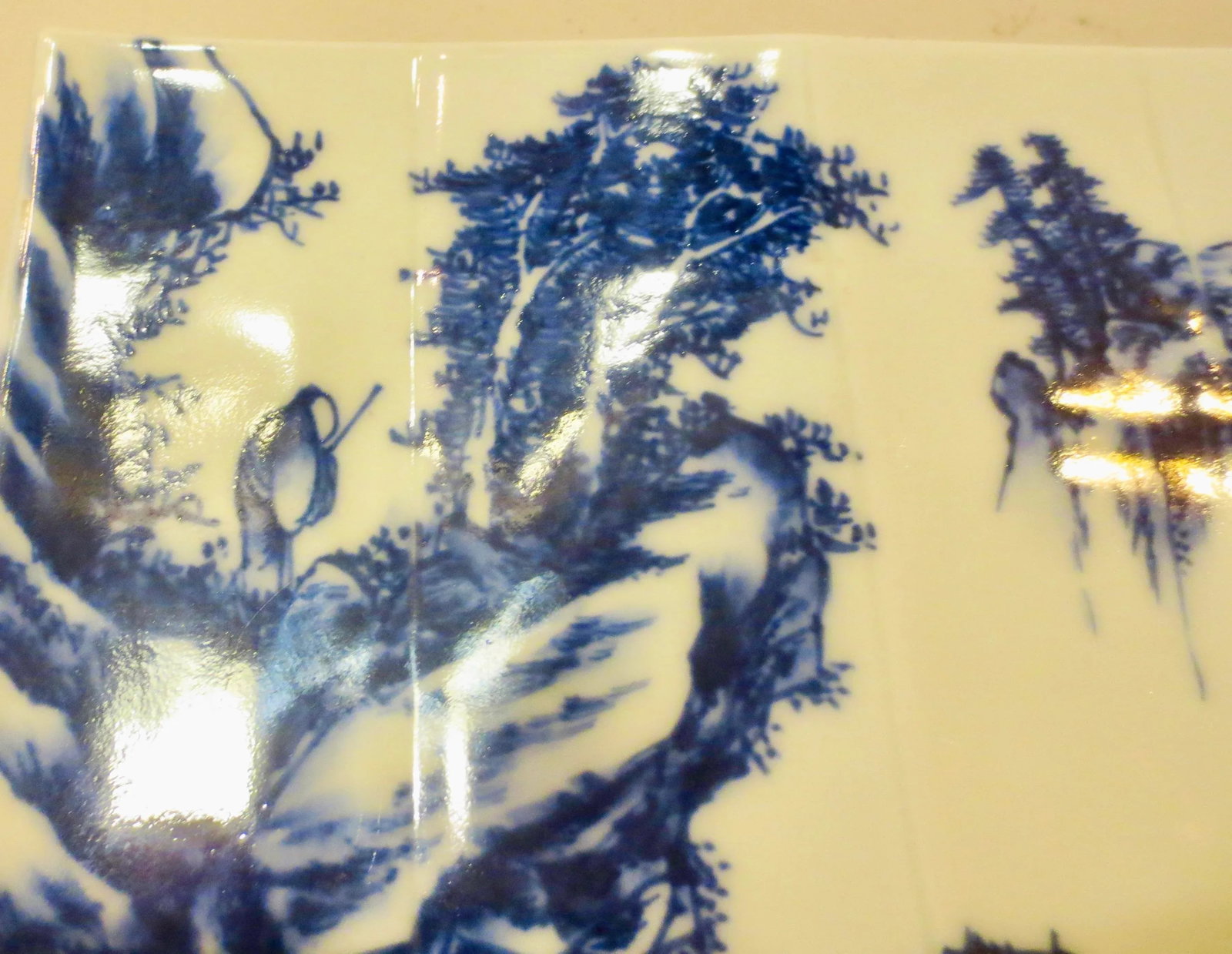Chinese Blue and White Porcelain Serving Tray Vintage 80s - 3