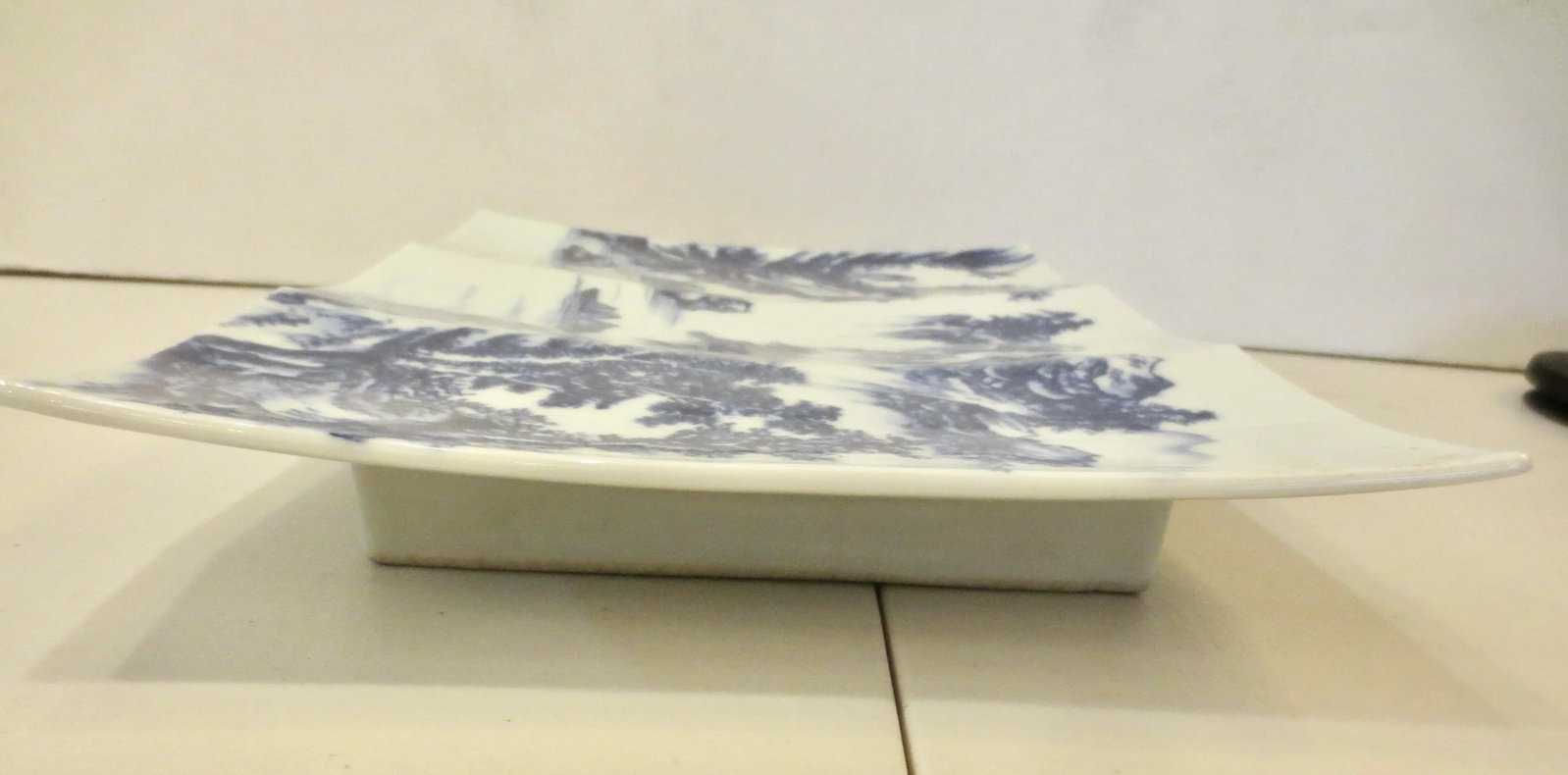 Chinese Blue and White Porcelain Serving Tray Vintage 80s - 6