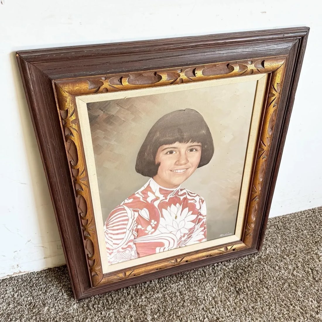 Vintage Mid Century Painted Photograph Portrait of Young Jewish Woman - 2