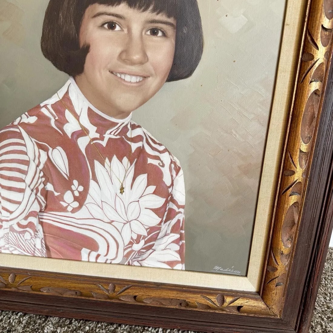 Vintage Mid Century Painted Photograph Portrait of Young Jewish Woman - 5
