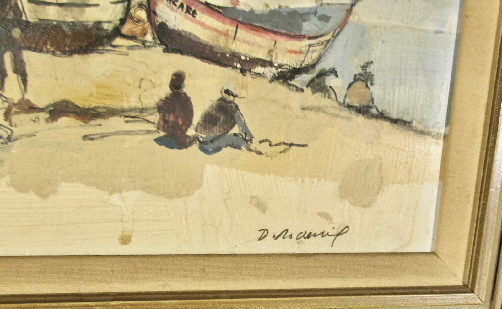 Oil on Panel Beach Scene Nazare July 1969 - 2