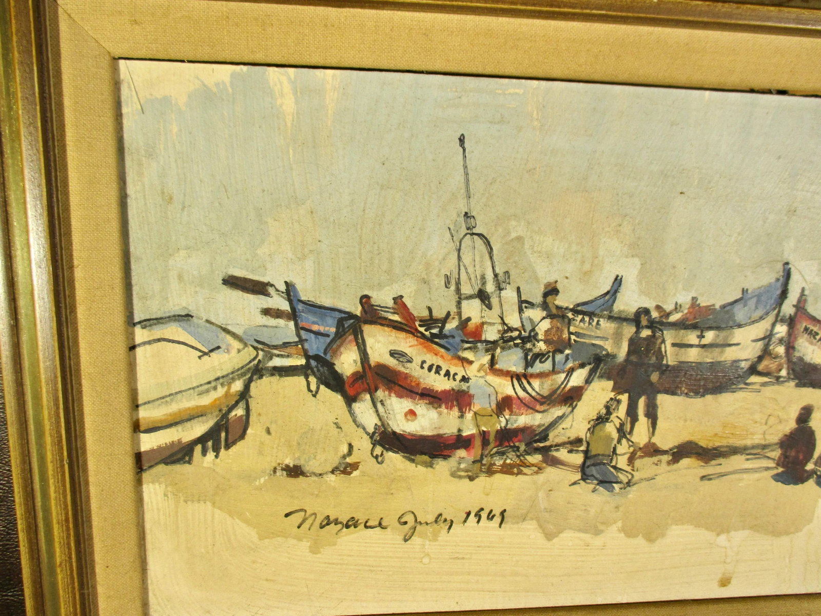 Oil on Panel Beach Scene Nazare July 1969 - 4