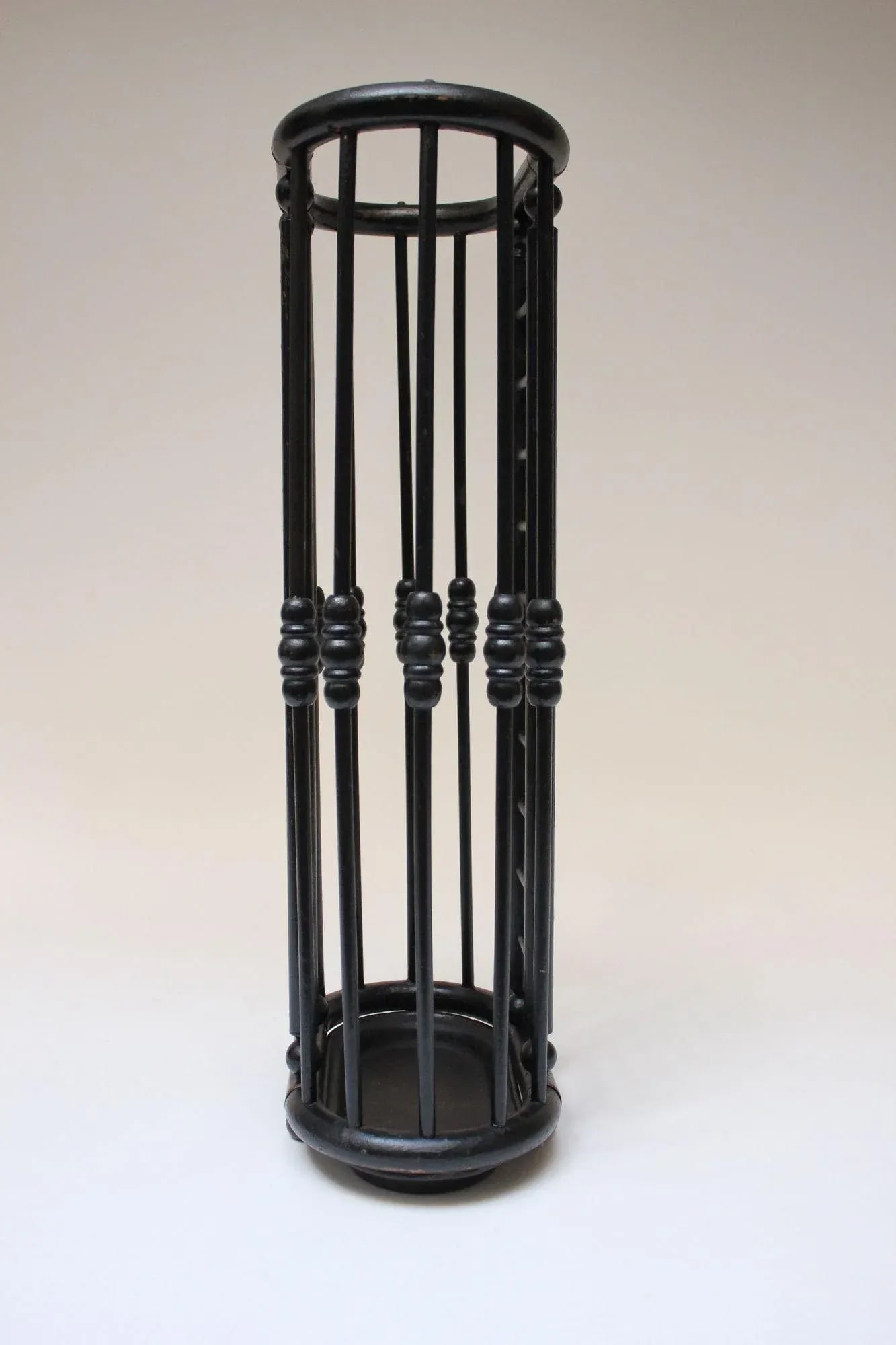 Arts and Crafts Stick and Ball Form Ebonized Umbrella Stand - 2