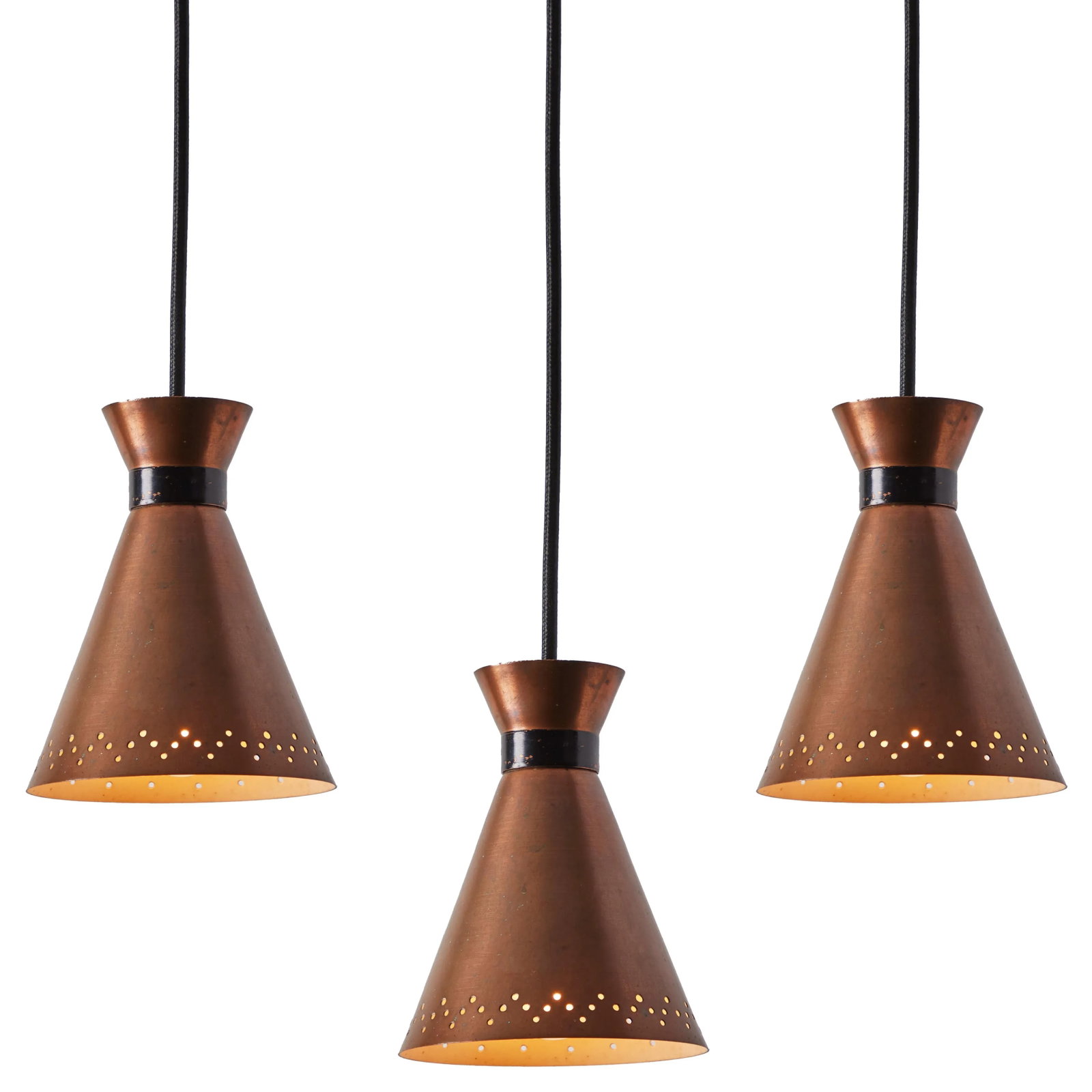 1950s Bent Karlby Perforated Diabolo Pendant in Copper for Lyfa - 12