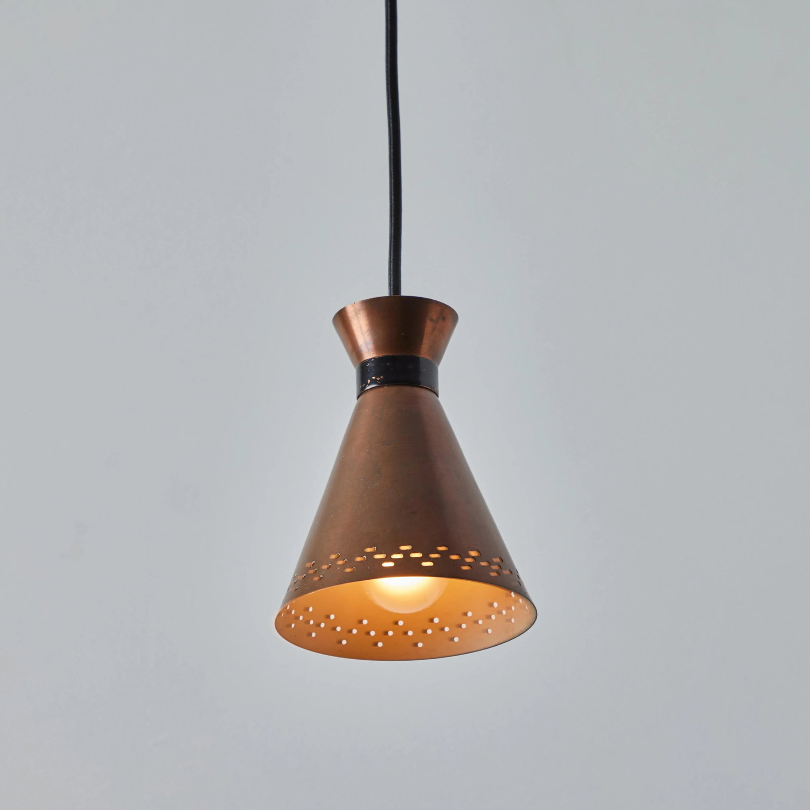 1950s Bent Karlby Perforated Diabolo Pendant in Copper for Lyfa - 2