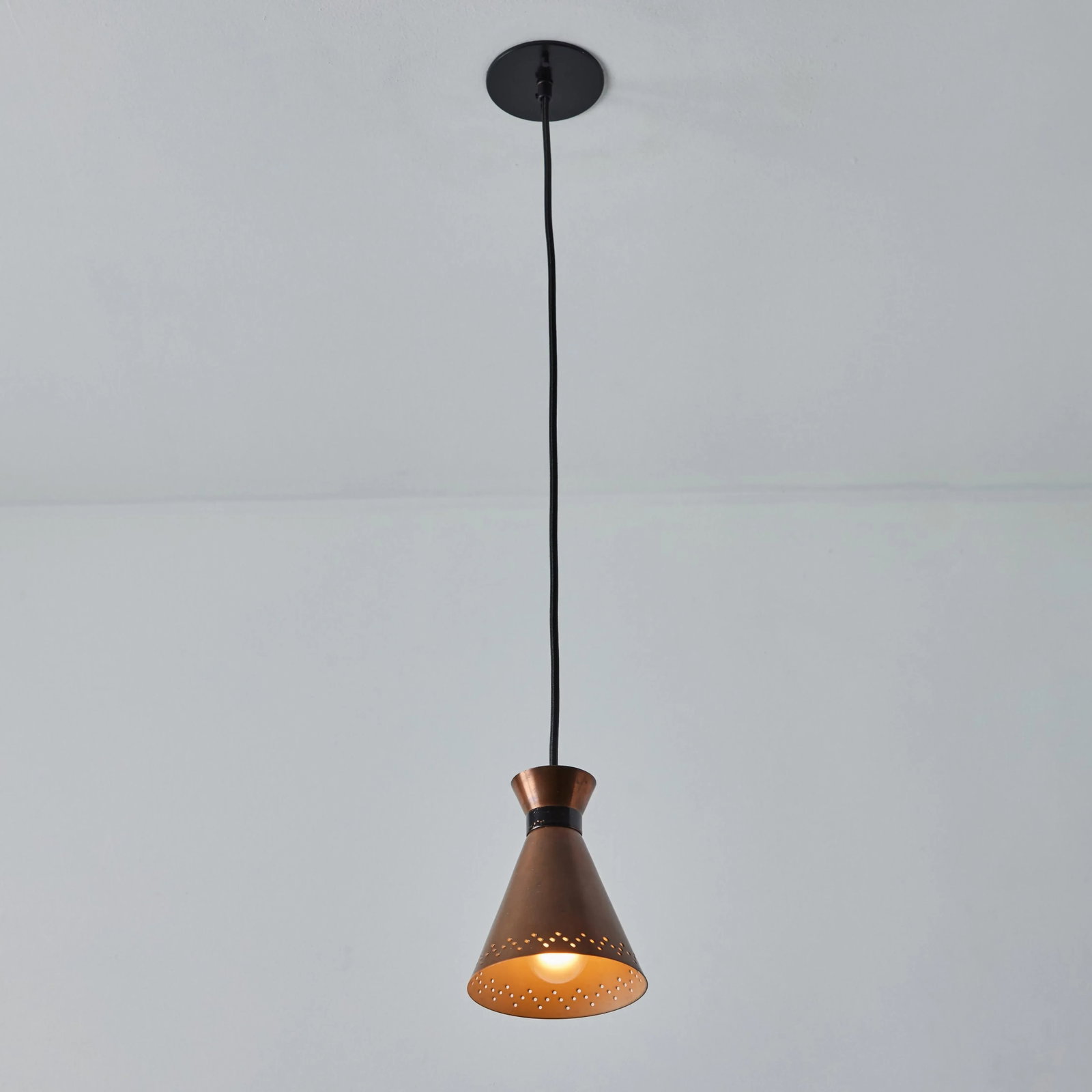1950s Bent Karlby Perforated Diabolo Pendant in Copper for Lyfa - 3