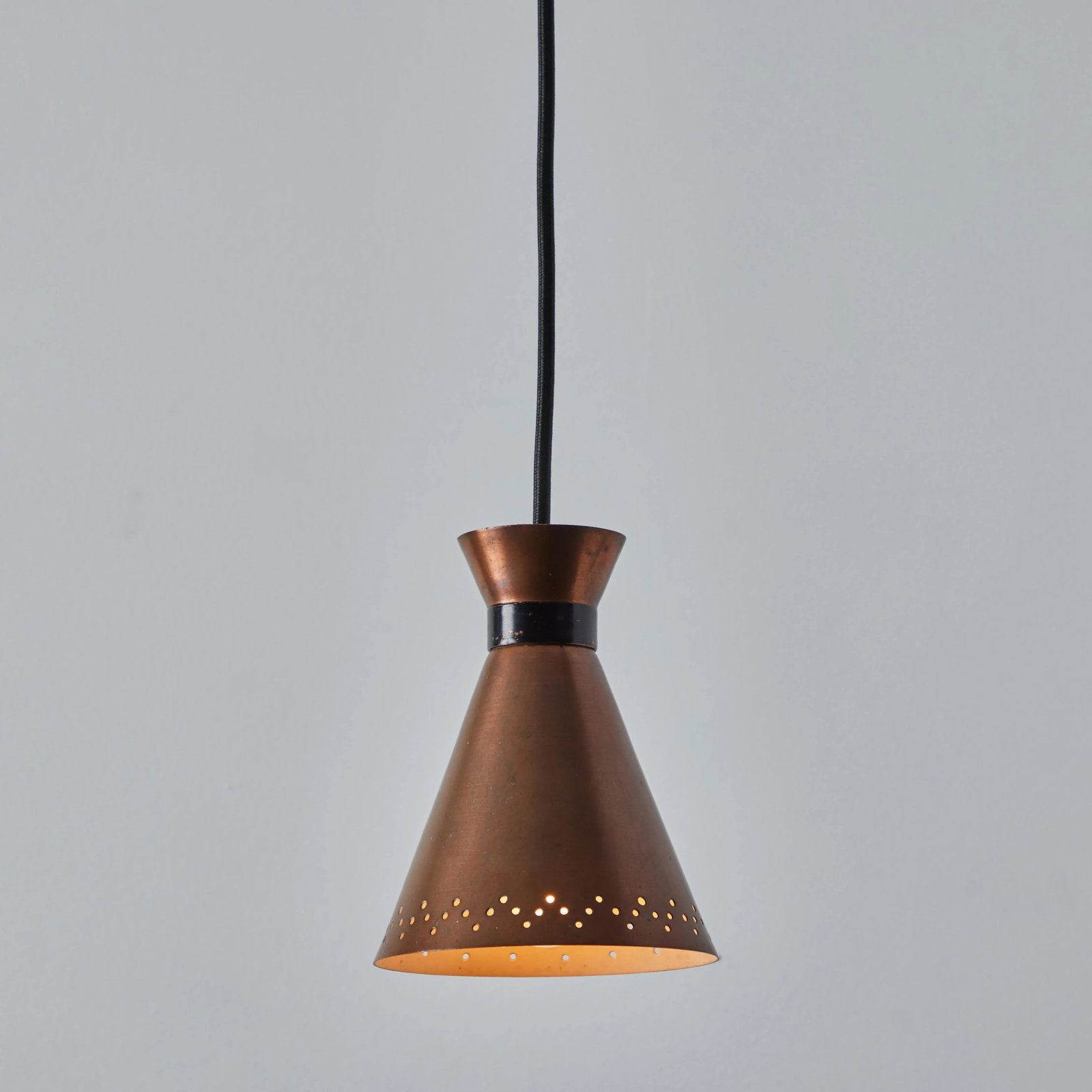 1950s Bent Karlby Perforated Diabolo Pendant in Copper for Lyfa - 4