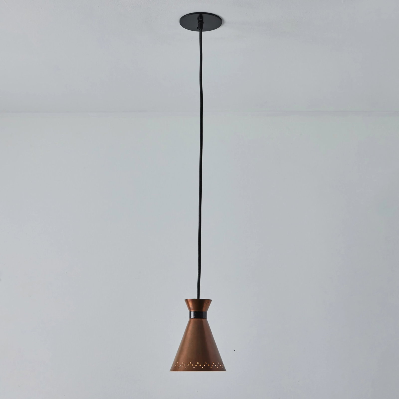 1950s Bent Karlby Perforated Diabolo Pendant in Copper for Lyfa - 9
