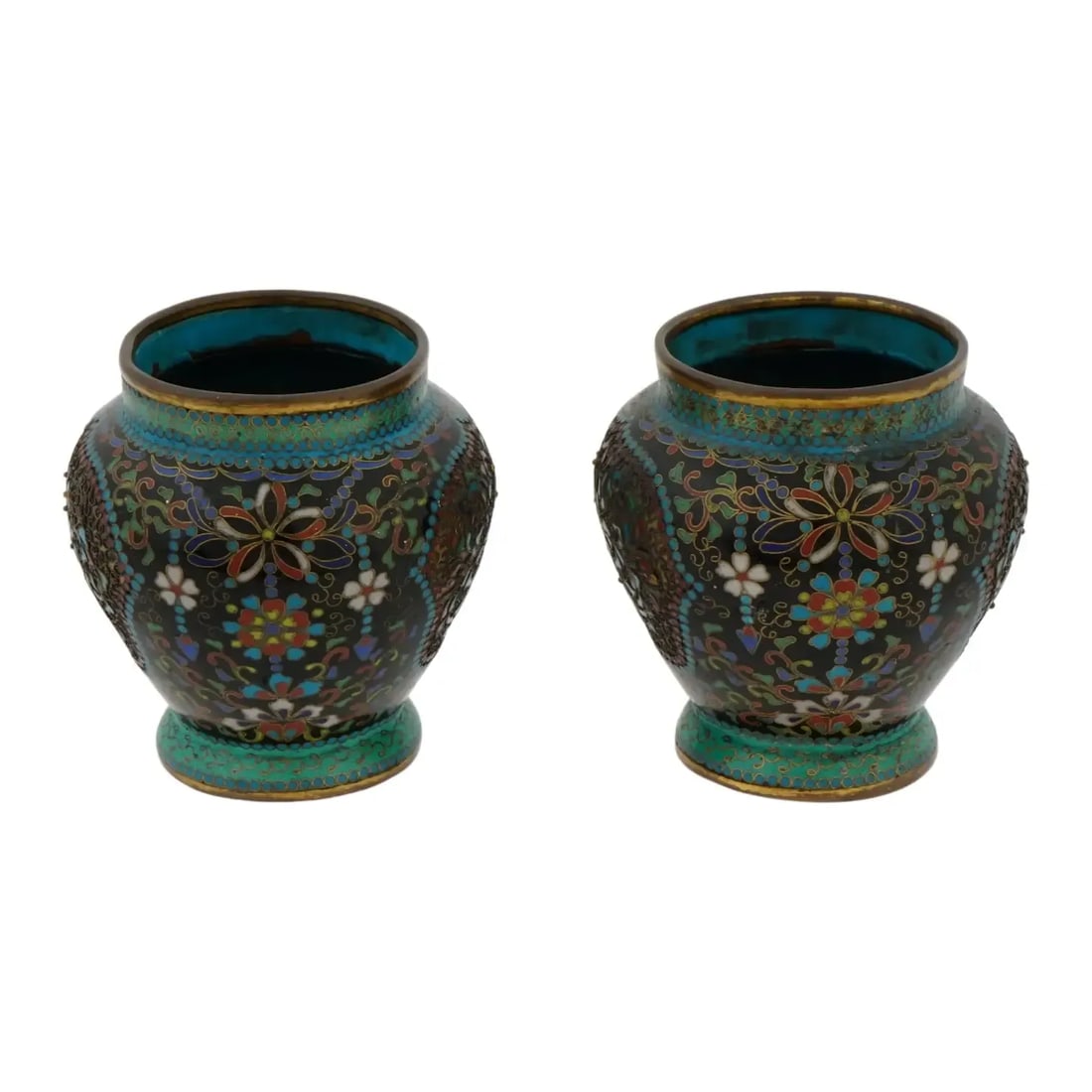 Pair of Antique Japanese Cloisonne Enamel Meiji Vases - 3