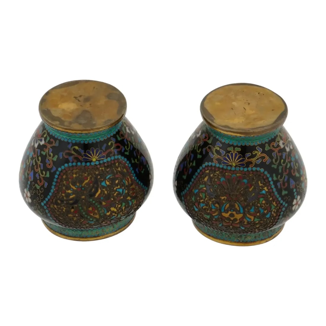 Pair of Antique Japanese Cloisonne Enamel Meiji Vases - 5