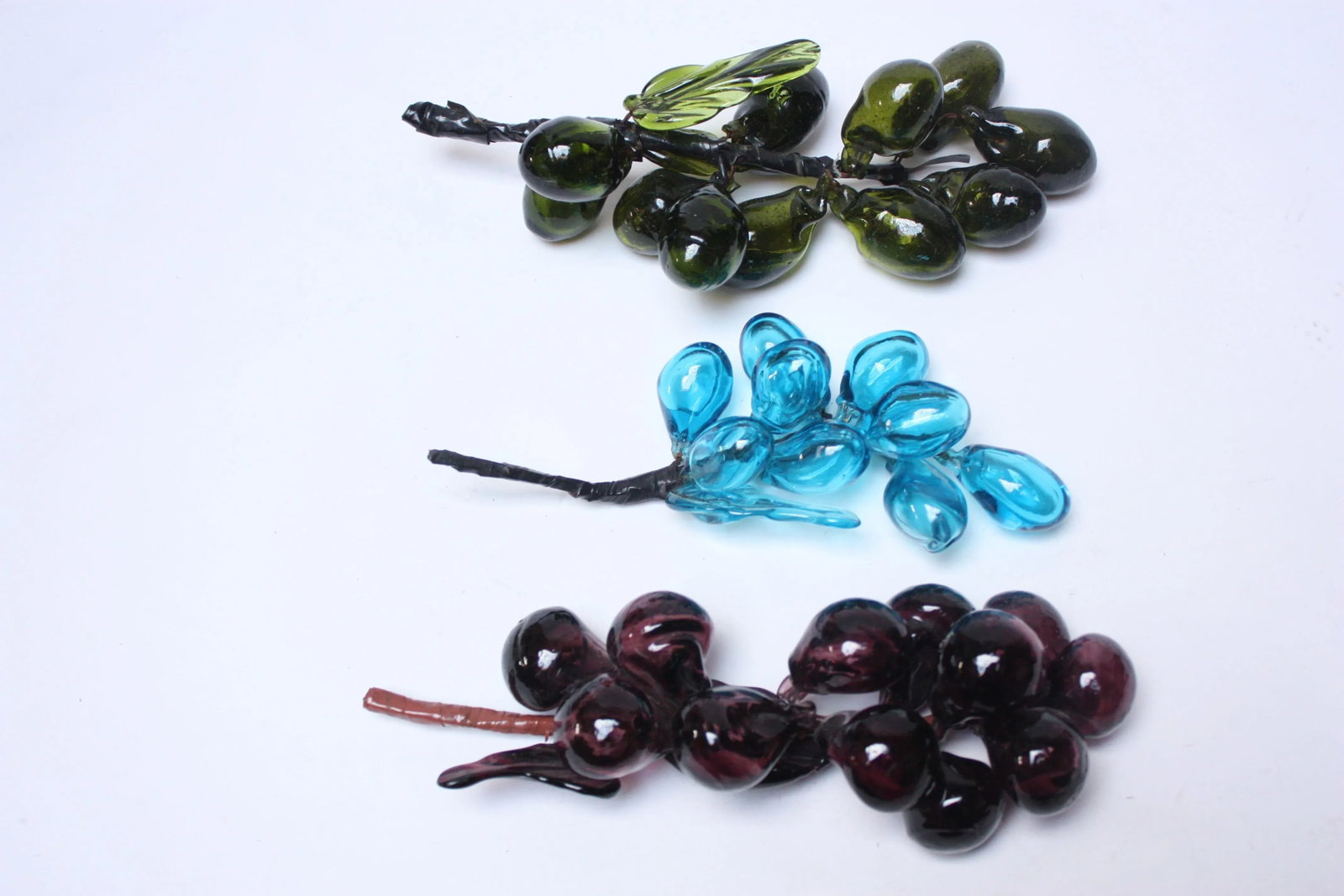 Set of Three Mid-Century Modern Blown Glass Grape Clusters - 4