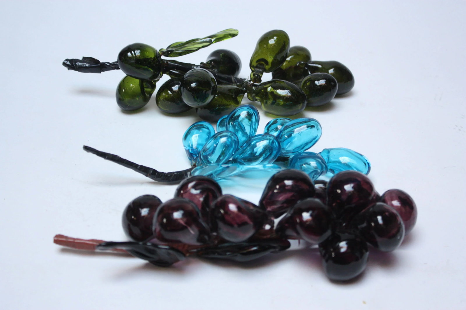 Set of Three Mid-Century Modern Blown Glass Grape Clusters - 5