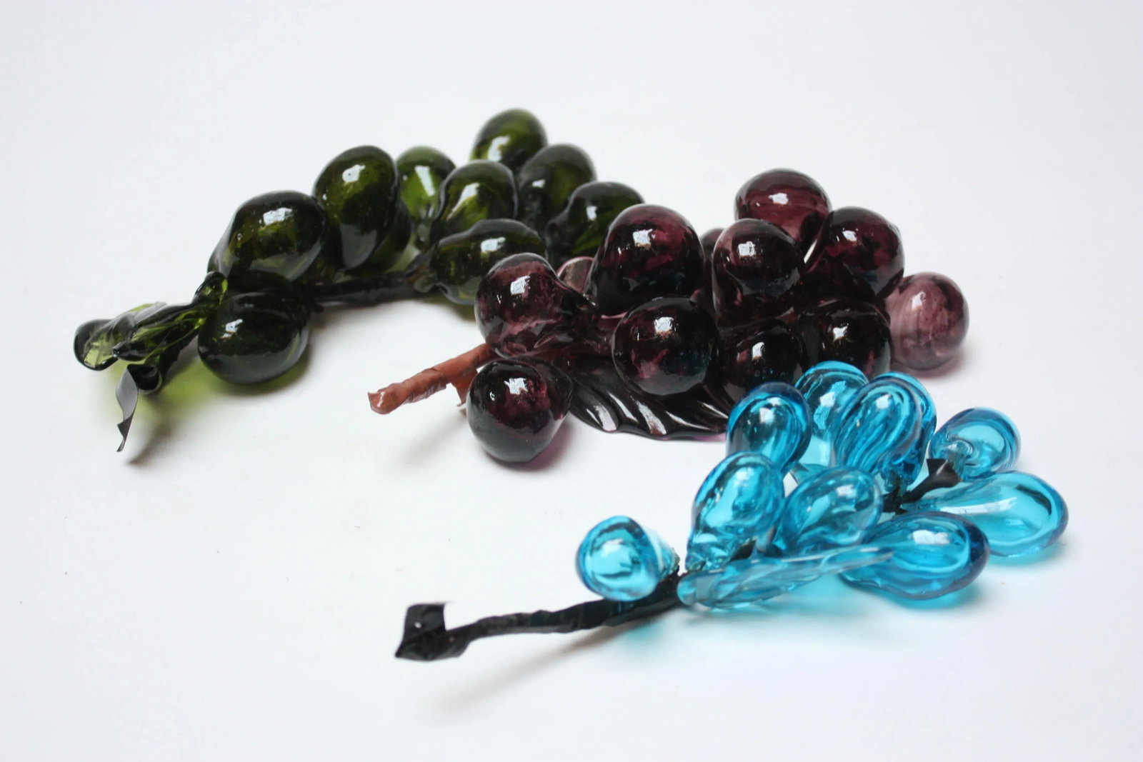 Set of Three Vintage Blown-Glass Grape Clusters - 10