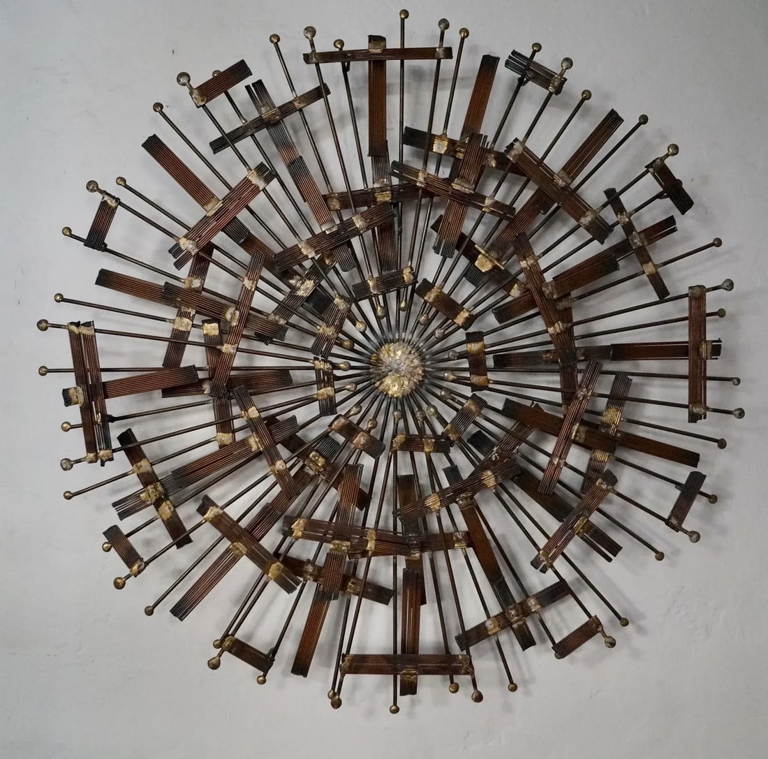 Mid-Century Modern Brutalist Sunburst Wall Sculpture - 13
