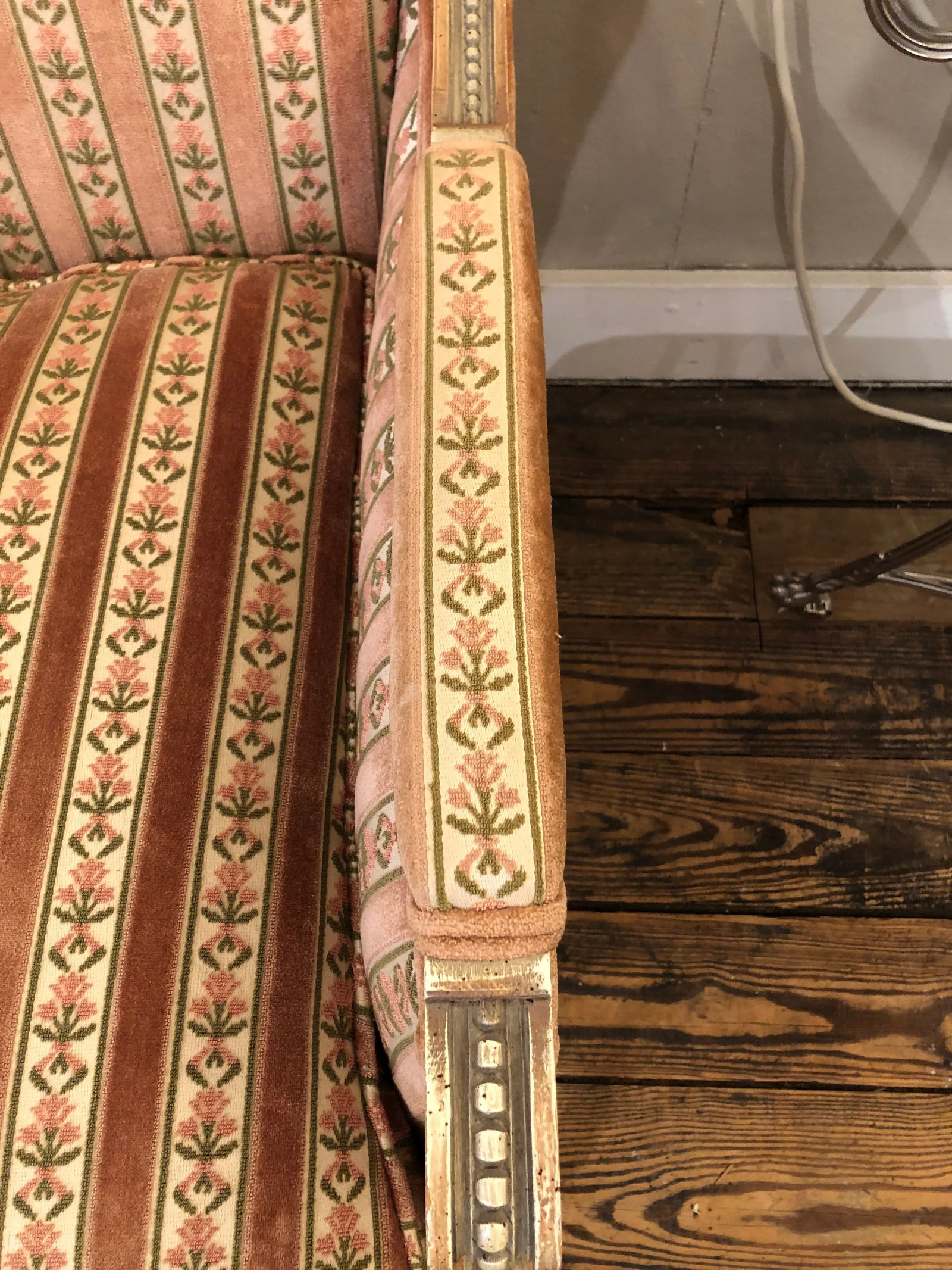 Louis XVI Style Painted Wood and Velvet Loveseat - 2