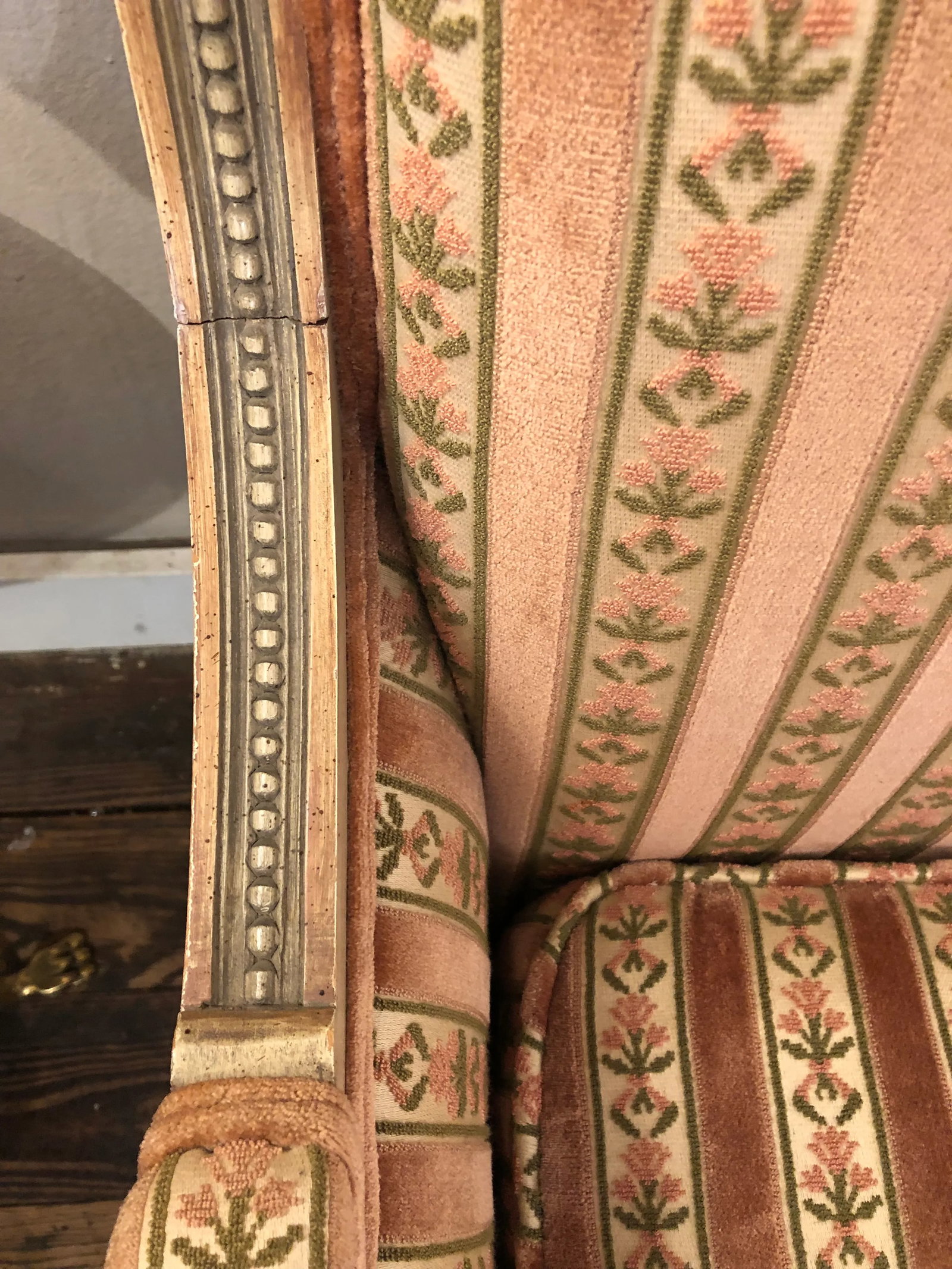 Louis XVI Style Painted Wood and Velvet Loveseat - 9