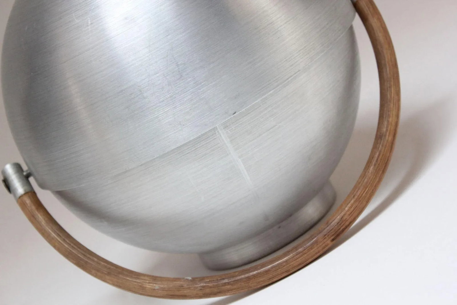 Vintage Russel Wright Spun Aluminum, Bamboo and Birch Bun Warmer - 12