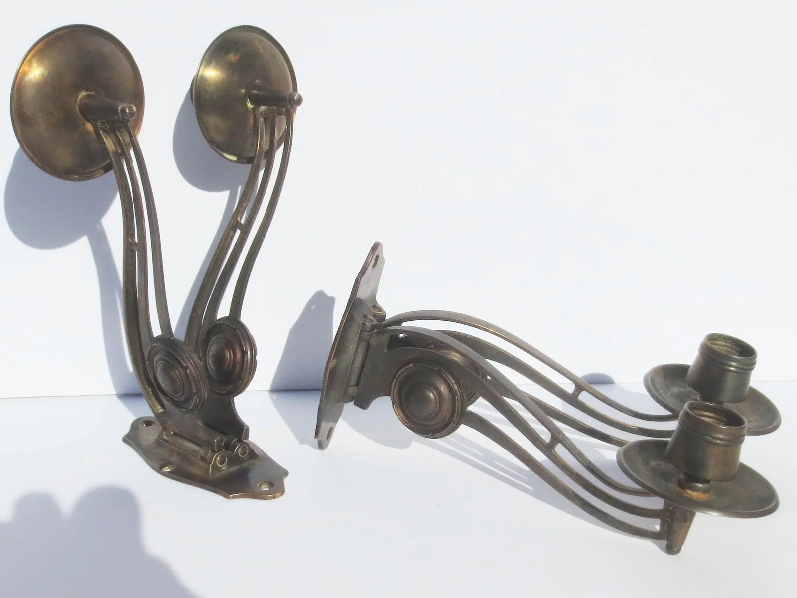 Pair of Art Deco Bronze Piano Sconces Circa 1930s - Pair of 2 - 2