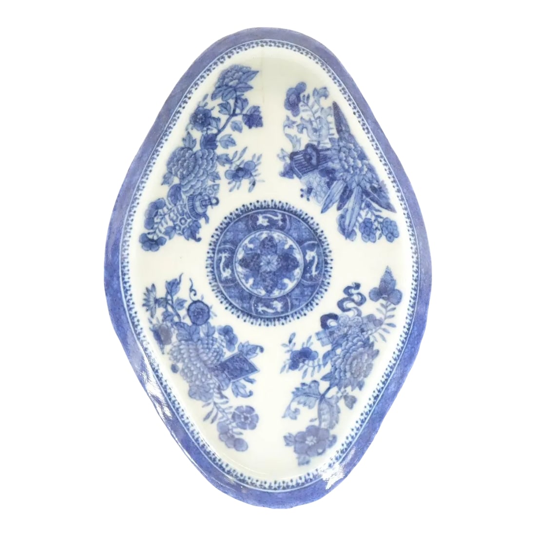 Early 20th Century Vintage Chinese Blue and White Porcelain Plate: Vintage Chinese Blue and White Porcelain Plate - 7.5" x 5" x 0.5" Condition: Alterations: Unknown Imperfections: Some Imperfections Condition Notes: Good condition Origin: China Materials &