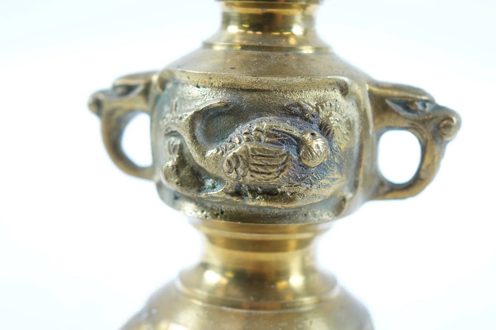 Mid 20th Century Chinese Brass Candle Holders - A Pair - 2