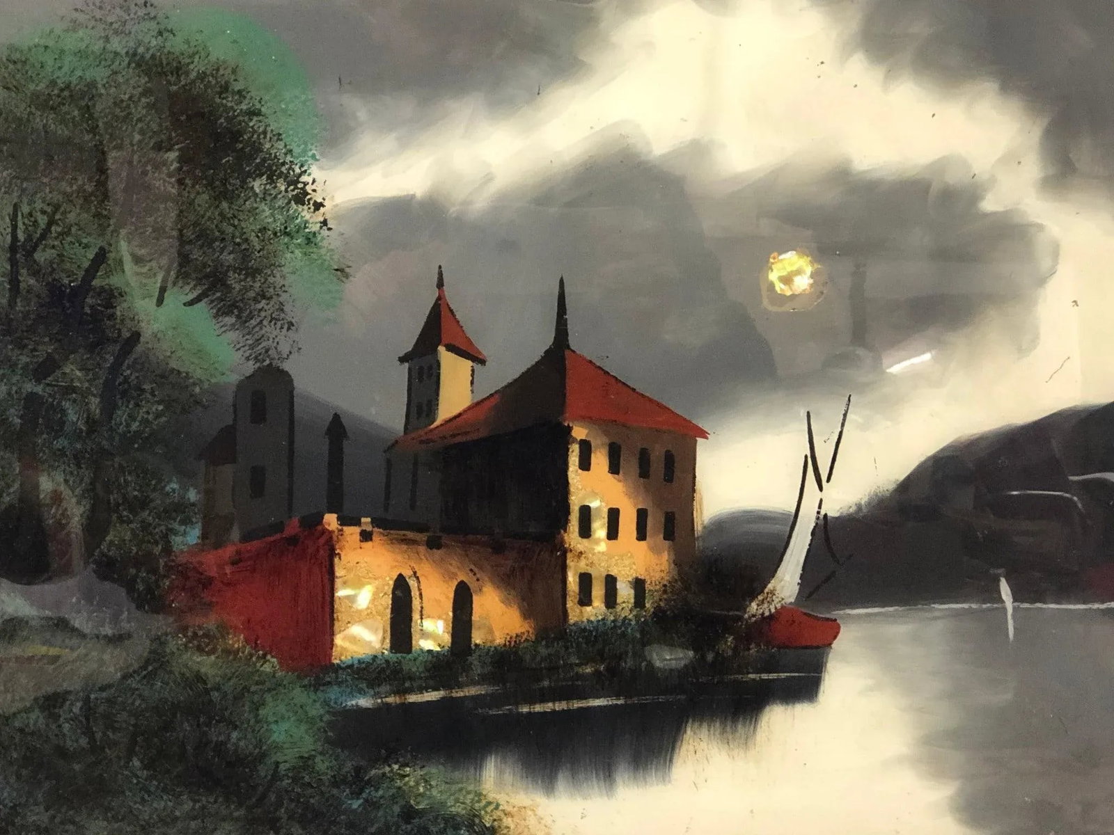 Antique Original Painting on Glass - 2