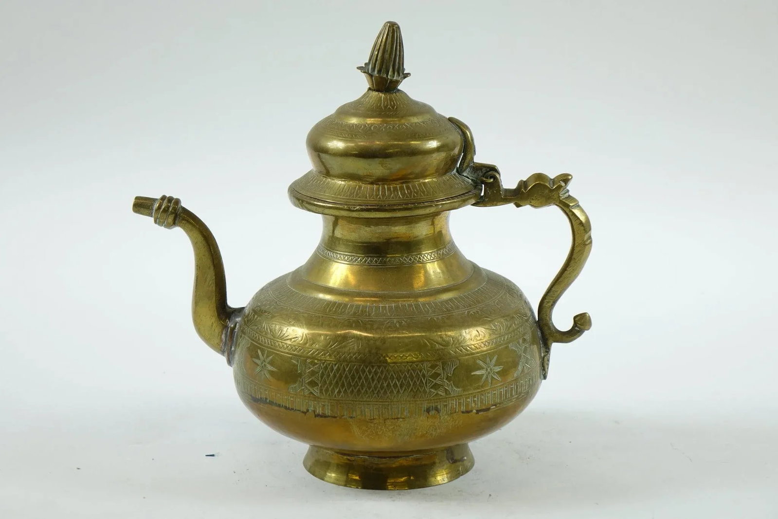 Antique Middle Eastern Brass Tea Coffee Pot - 2