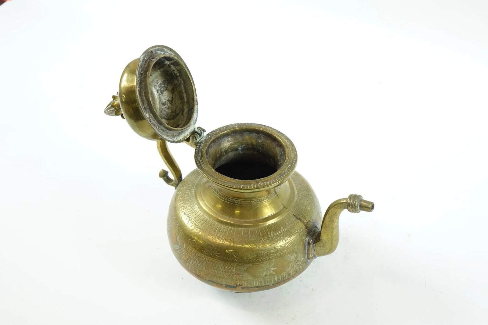 Antique Middle Eastern Brass Tea Coffee Pot - 4