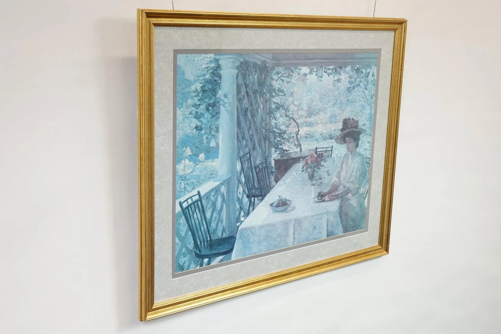 On the Porch - Late 20th Century Impressionist Print of Original Oil Painting on Canvas Signed, Fr - 5