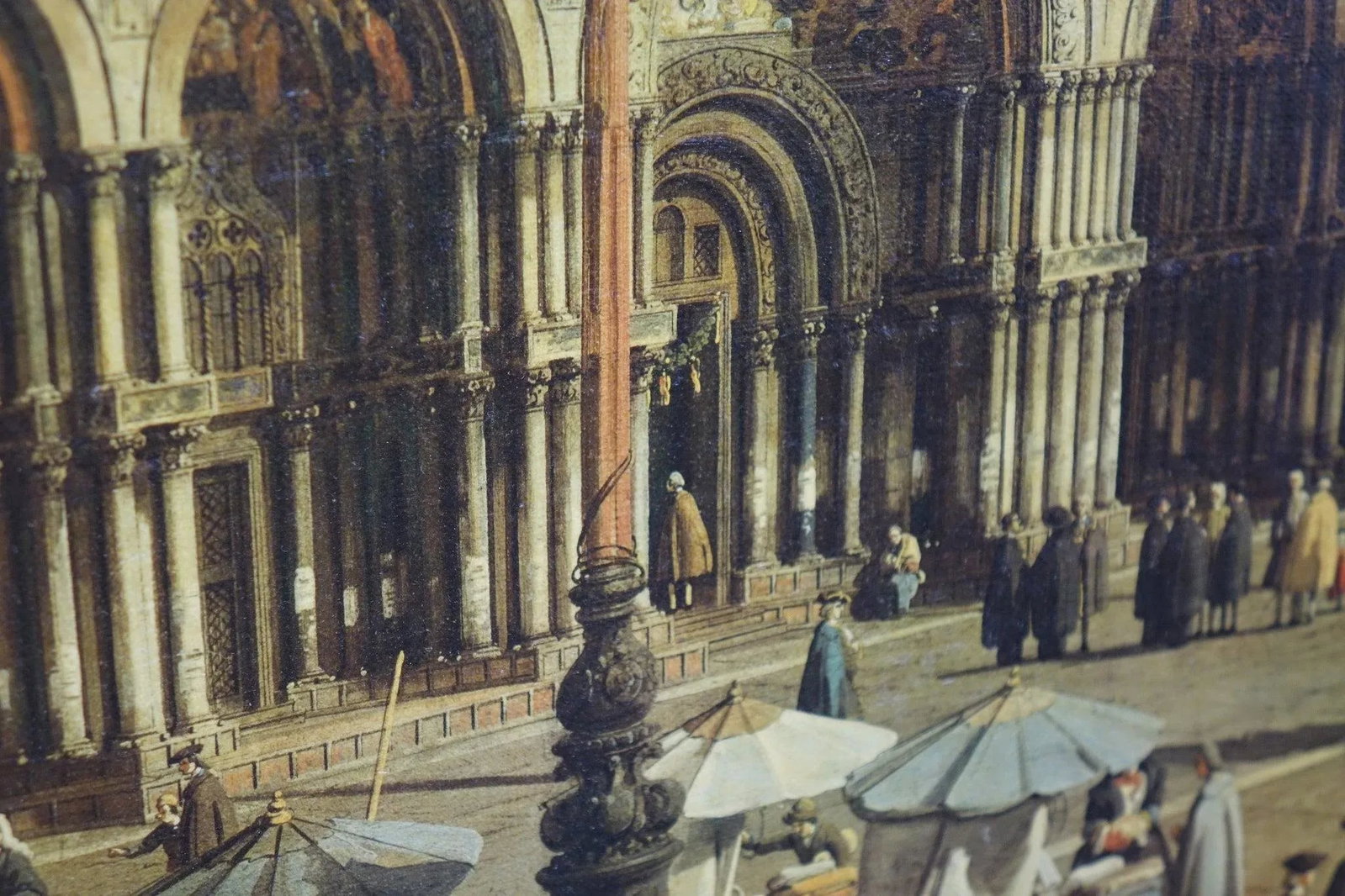 Mid 20th Century Plaza San Marco Reproduction Print of Original Oil Painting on Canvas by Giovani Ca - 2