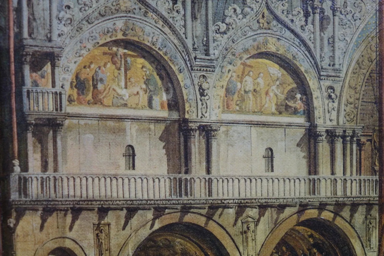 Mid 20th Century Plaza San Marco Reproduction Print of Original Oil Painting on Canvas by Giovani Ca - 3