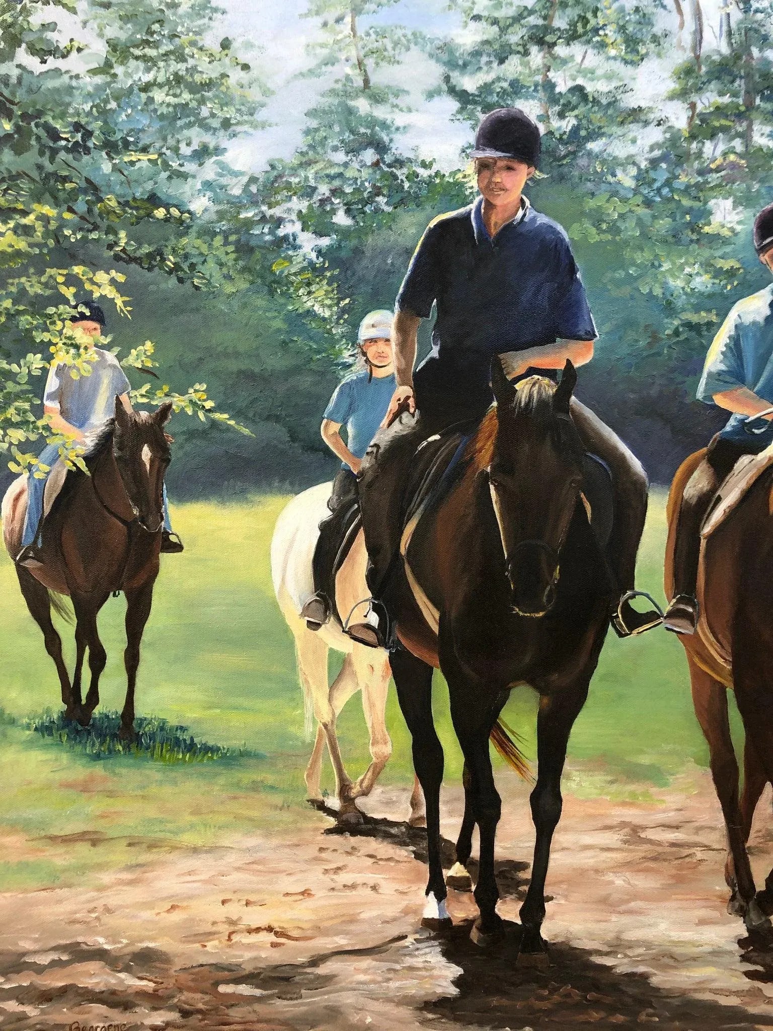 Late 20th Century Horse Riders Original Oil on Canvas Signed on the Bottom - 5