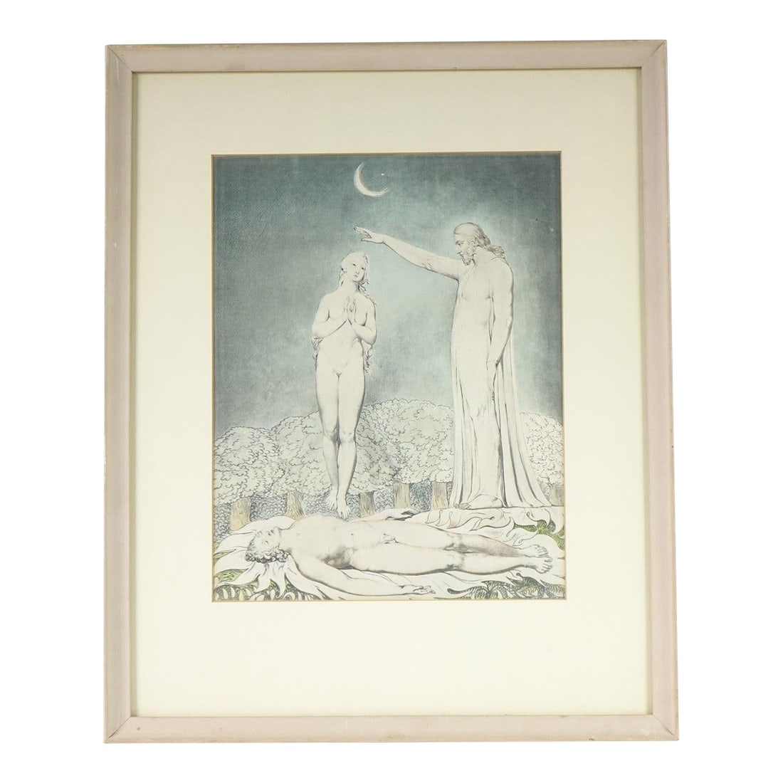 Late 20th Century *"The Creation of Eve" - Pastel Colored Lithograph: A rare and ethereal pastel-colored lithograph after William Blake, illustrating The Creation of Eve—a profoundly symbolic scene from John Milton's Paradise Lost. In Blake's visionary