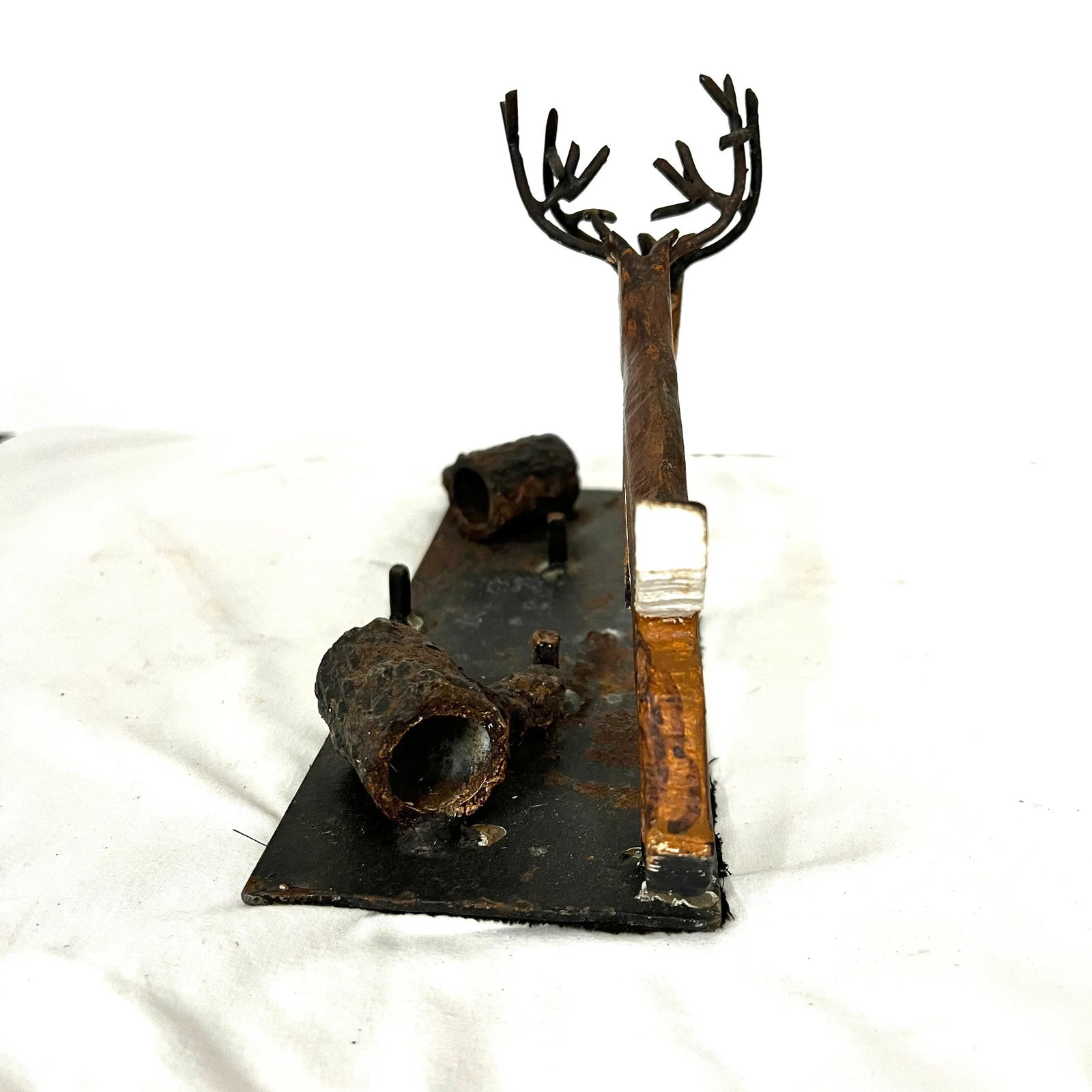 Antique Hand Forged Cast Iron Fighting Deer Stags - 5