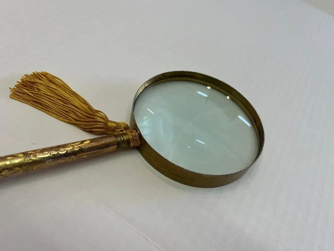 Gold -Filled Roll Plate Parasol Handle Magnifing Glass - 8