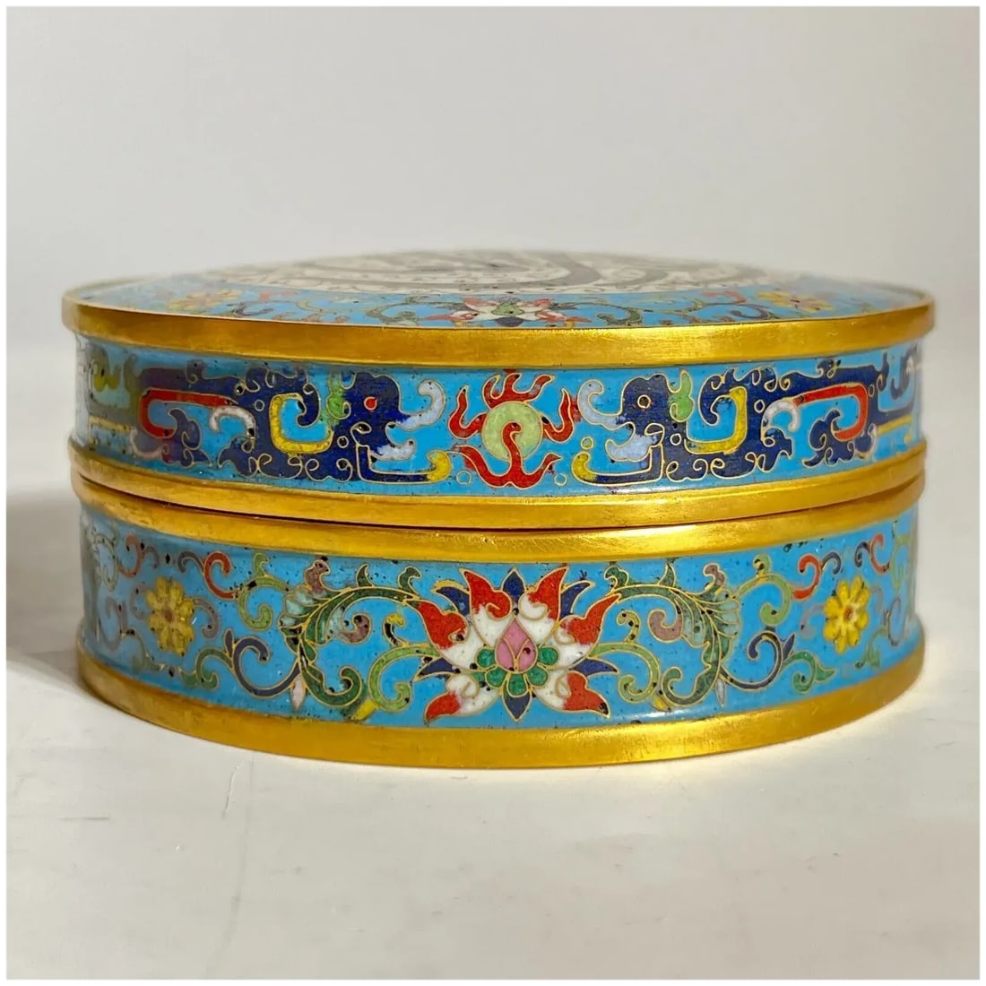 Late 19th Century Antique Qianlong Chinese Circular Cloisonne Enamel Box Allah Islamic Market - 2