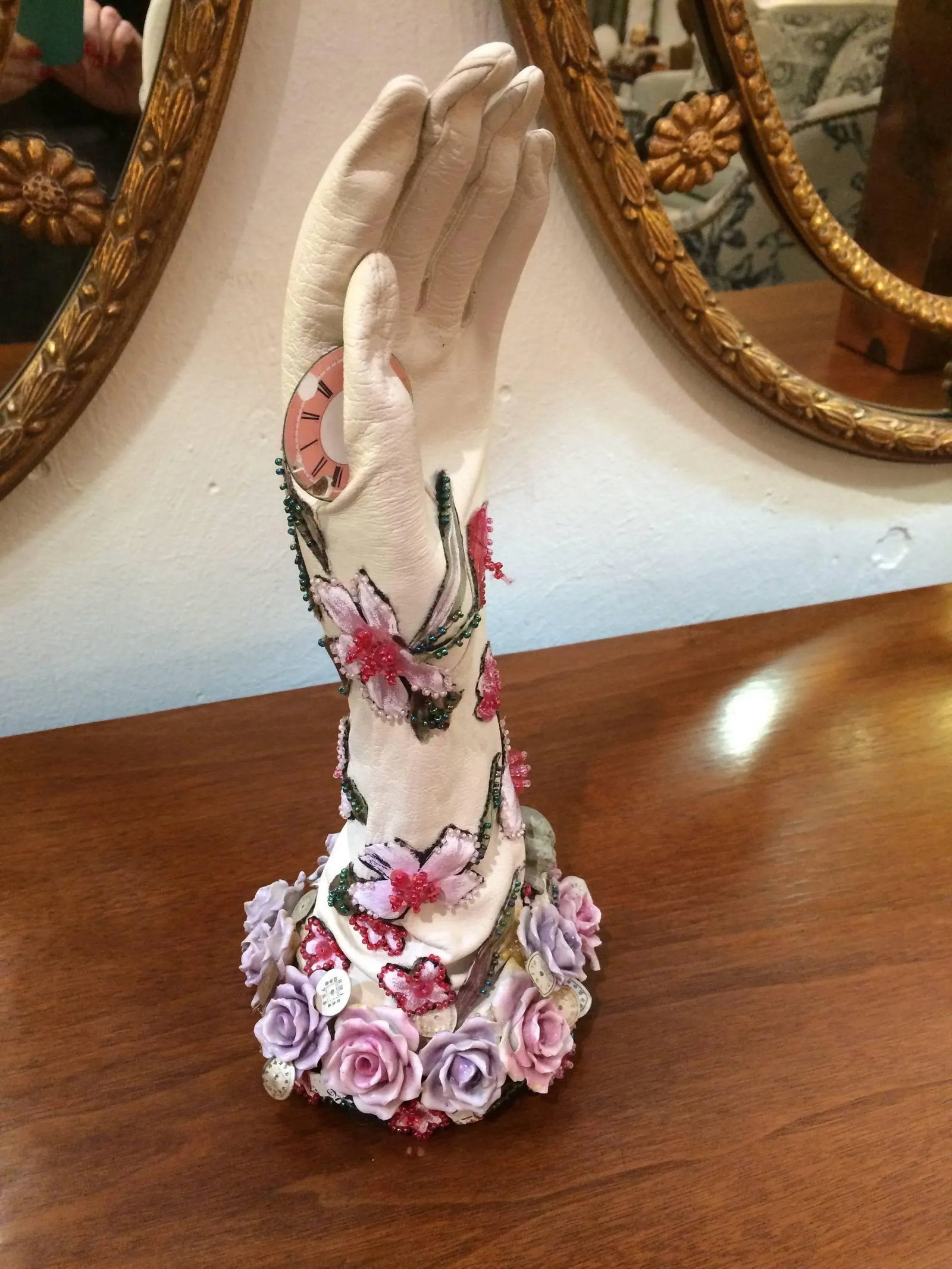 Romantic Mixed-Media Sculpture Titled Hand of Time - 2