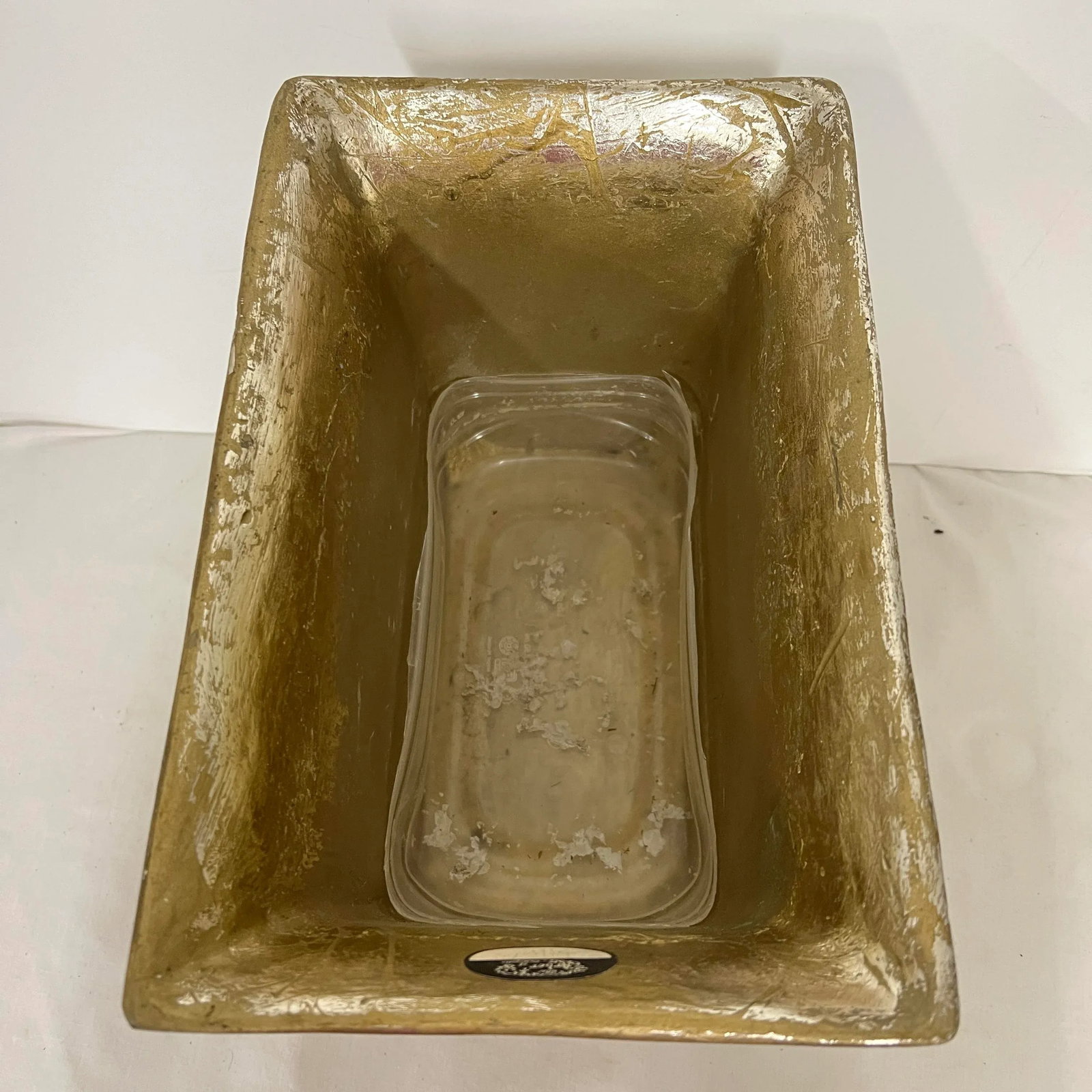 Footed Silver / Gold Wash Planter Adorned With Sun King Medallion - 5