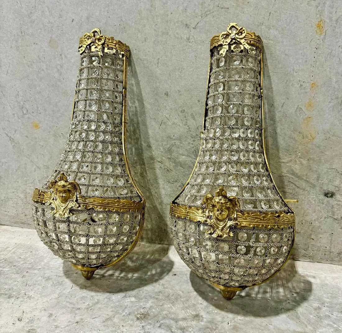 French Basket Sconces - Set of 2 - 4