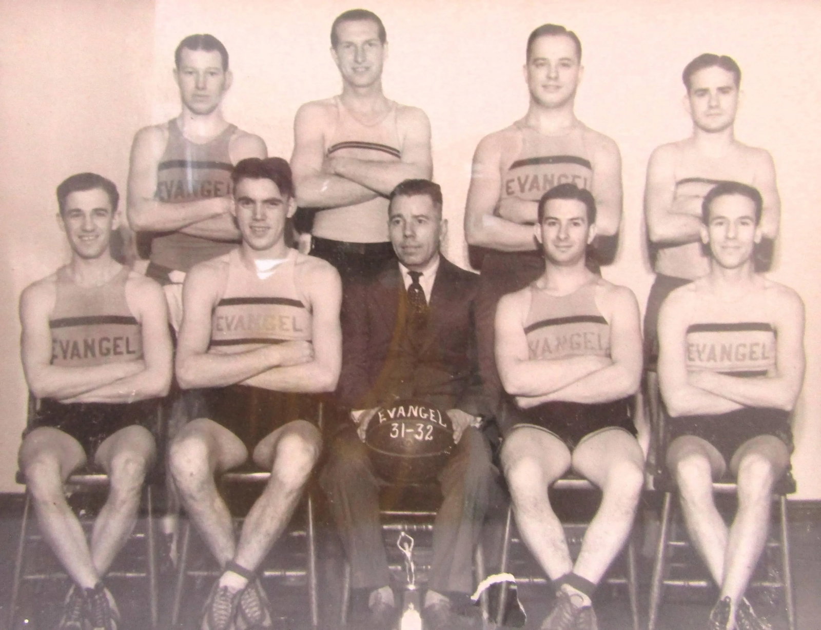 Antique 1931-32 Photograph the Evangel Basketball Team Evangel University, Framed - 2
