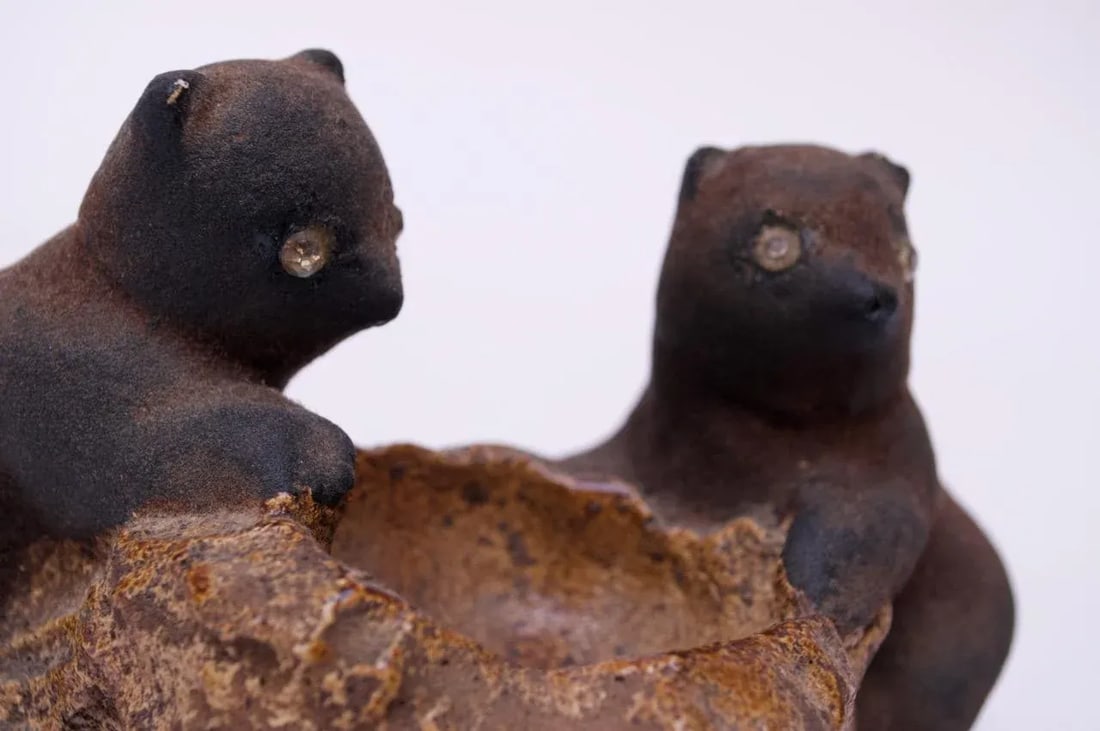 Vintage Chalkware Bear Cub Sculpture - 10