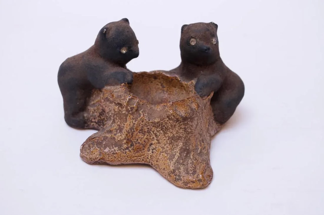 Vintage Chalkware Bear Cub Sculpture - 12